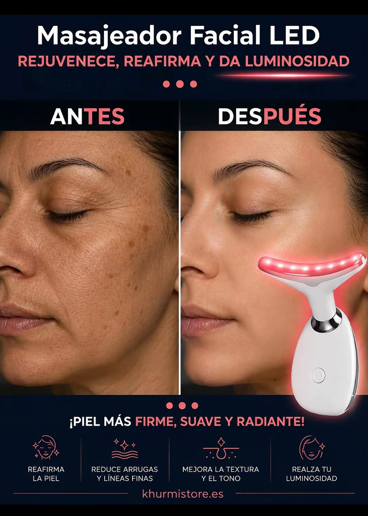 Masajeador Facial LED 7 Colores Auravell
