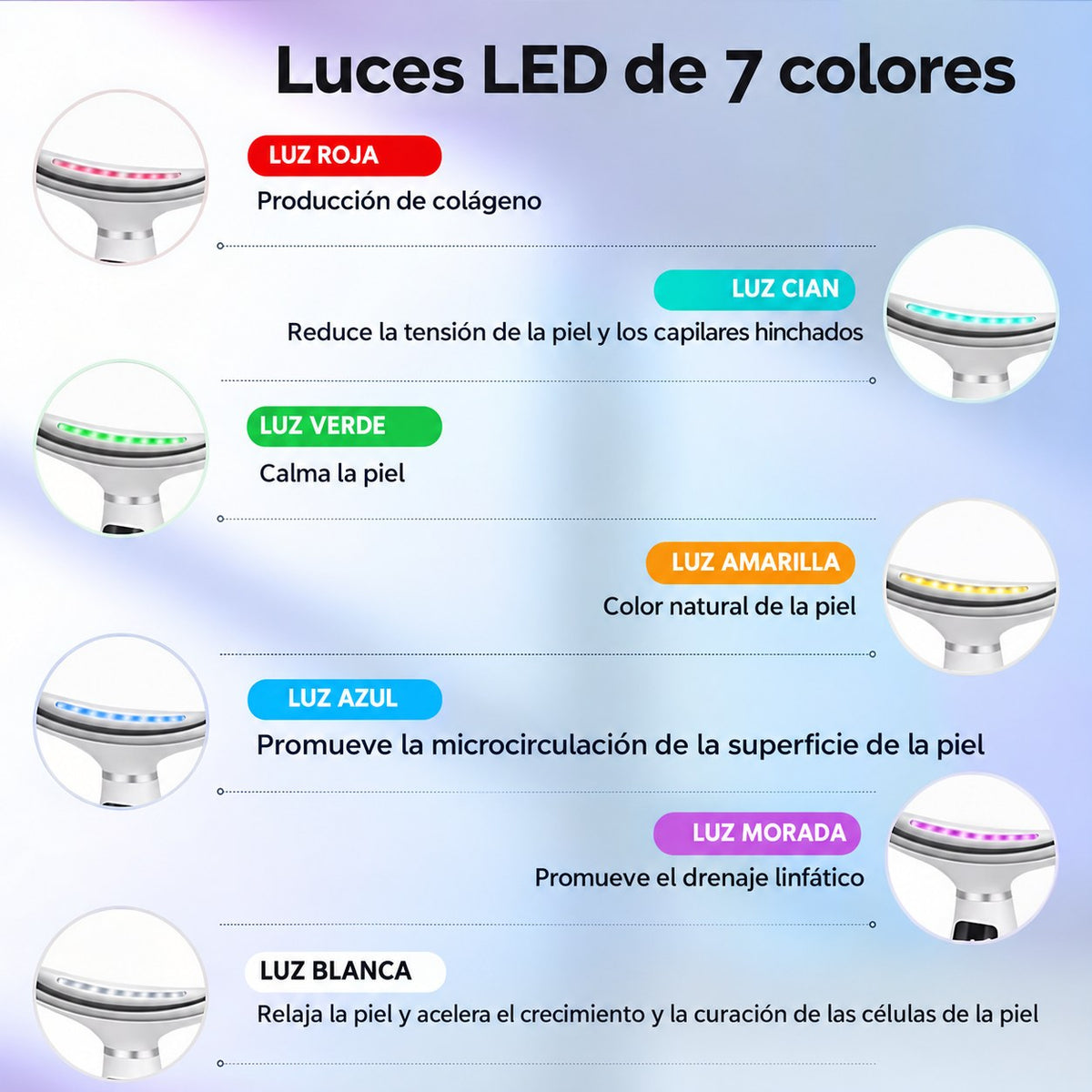 Masajeador Facial LED 7 Colores Auravell